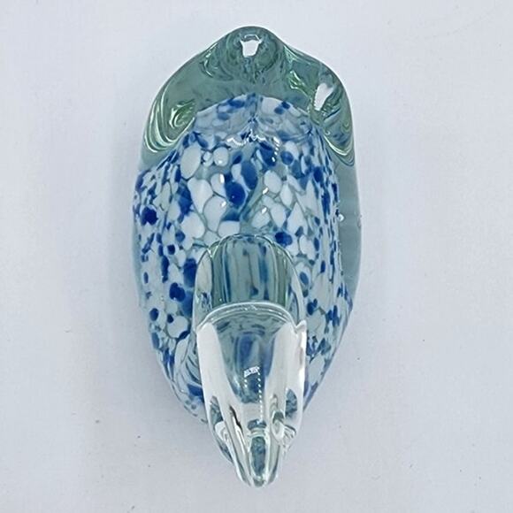 Solid Glass Blue Speckled Duck Goose Swan Paperweight, Desk Shelf Table Decor - Picture 7 of 7